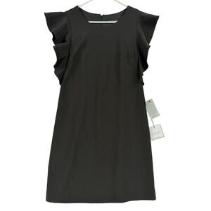 Laundry By Shelli Segal Dress Womens 6 Black Ruffle Sleeve Sheath Short Workwear